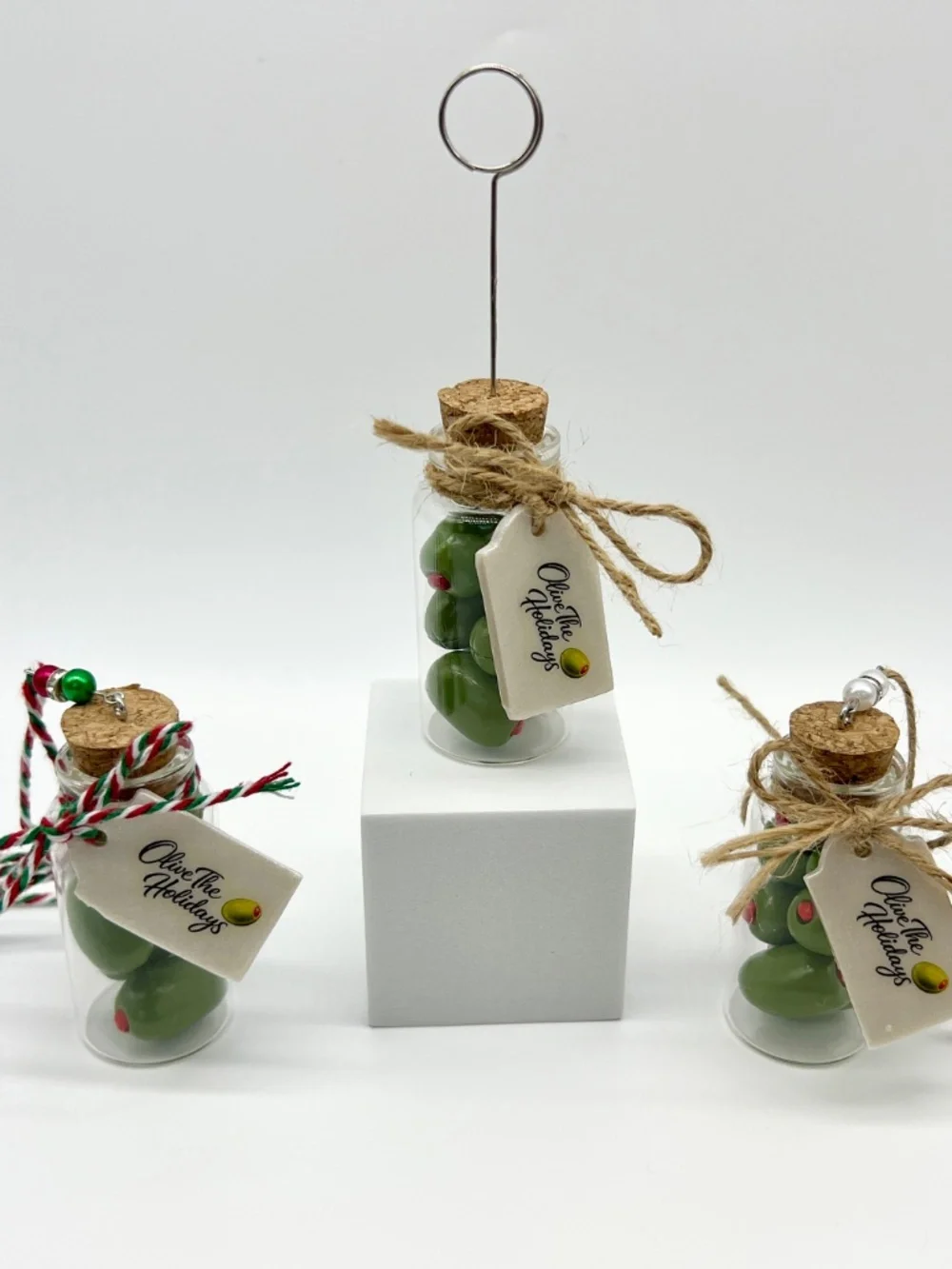 Olive The Holidays Photo Holder, Ornament & Gift Jar | Handmade Green Olive